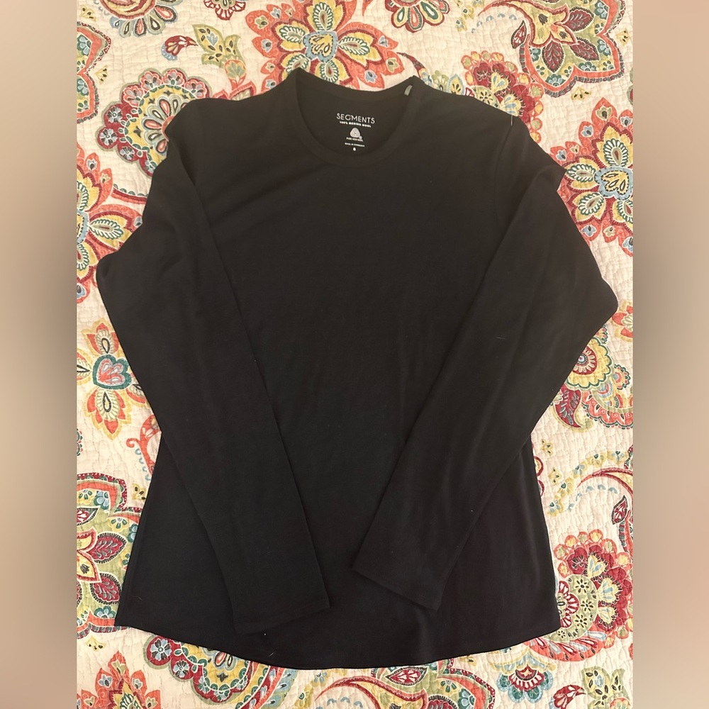 Segments Black 100% Merino Wool Base Layer Top